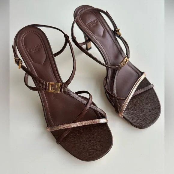 Fendi brown heels sandals